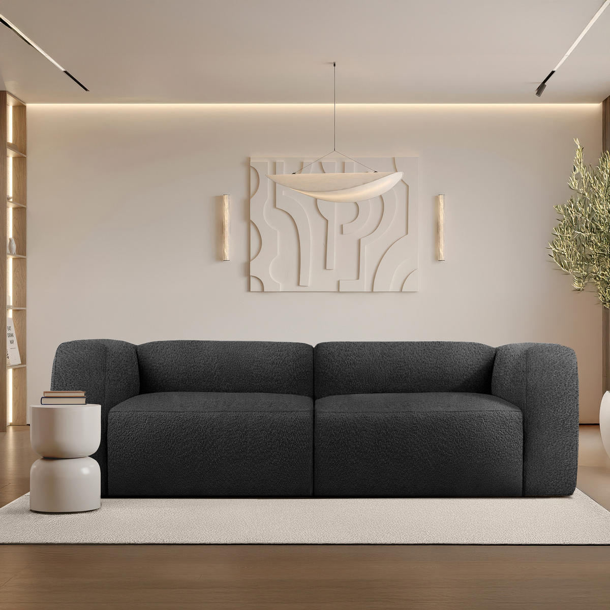 2,5-SITZER SOFA BUFFO, Dunkelgrau - Dunkelgrau, Holz/Holzwerkstoff (250/73/96cm) - KONSIMO®