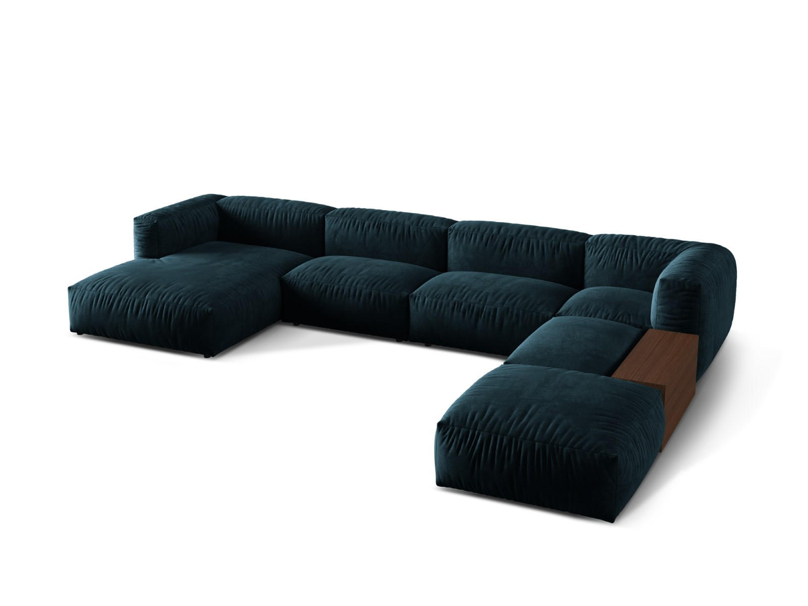 PANORAMASOFA modular rechts Martina aus Samt dunkel petrol 5 Sitzplätze - Petrol, Textil (280/75/406cm) - Micadoni