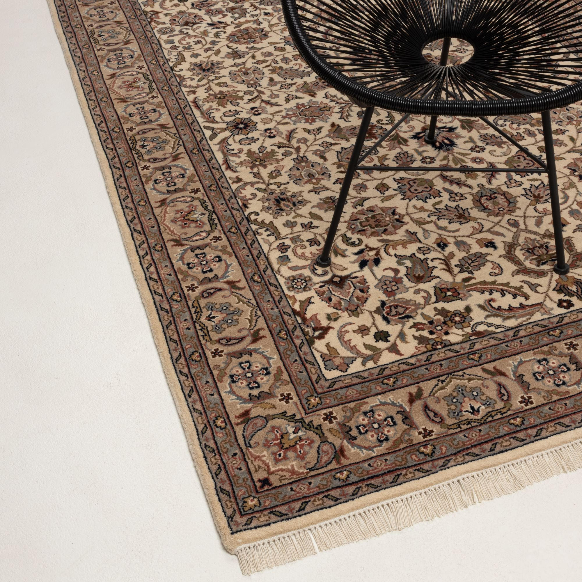ORIENTTEPPICH Indo Isfahan, klassisch, strapazierfähig 250x300 cm - Creme, Textil (250/300cm) - Rug and Roll