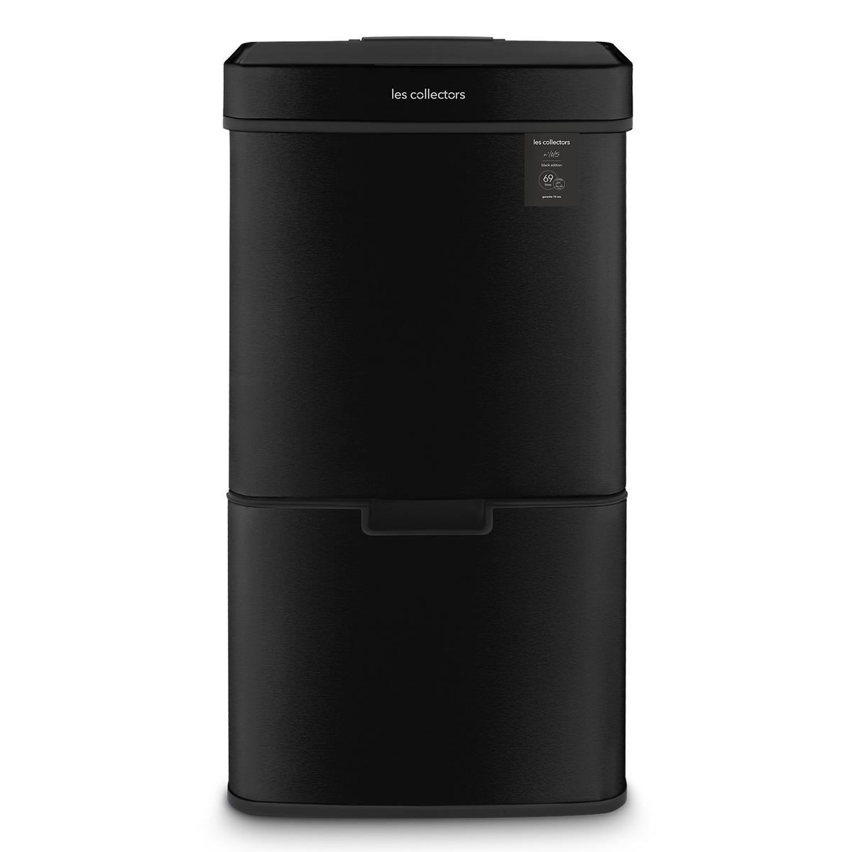 RECYCLINGMÜLLEIMER 69L, 2 x 11L 1 x 47L Behälter black edition N°1015 - Schwarz, Metall (42/83/31cm) - Les Collectors