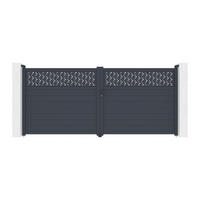 GARTENTOR Flügeltor - 397 x 181 cm - Aluminium - Halbvoll mit Muster - Anthrazit - BAZIO - Anthrazit, Metall (392/176cm) - Vente-Unique