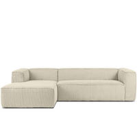 ECKSOFA-LINKS FEROX Modern, Cord-Stoff, cremefarben - Creme, Textil (305/175cm) - KONSIMO®
