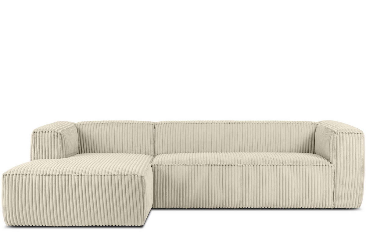 ECKSOFA-LINKS FEROX Modern, Cord-Stoff, cremefarben - Creme, Textil (305/175cm) - KONSIMO®