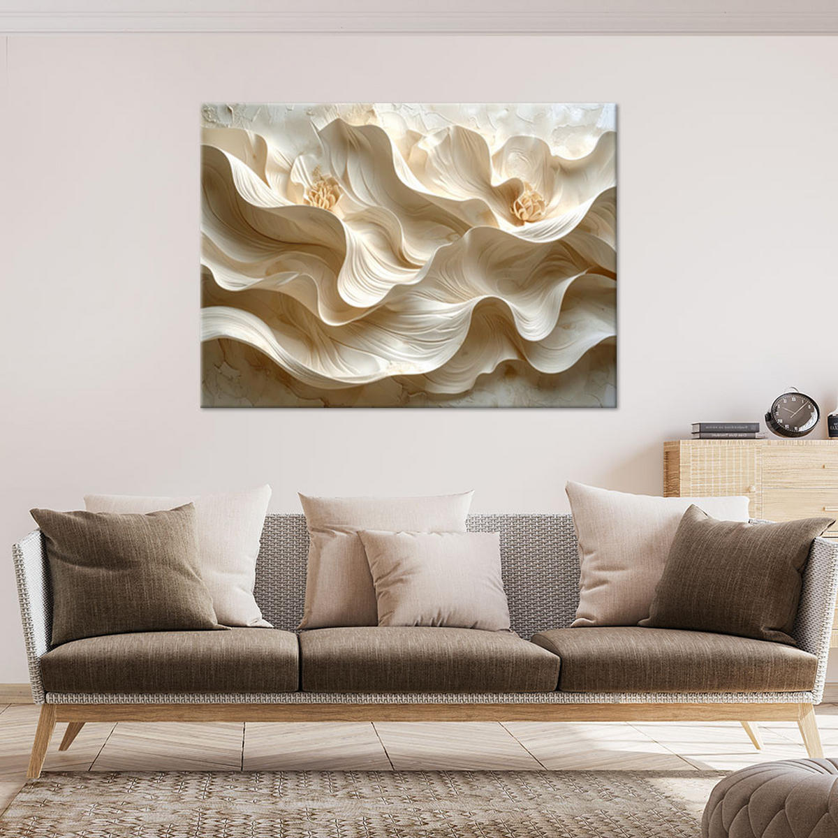 LEINWANDBILD, Beige wellige Lagen - Beige, Textil (120/80cm) - Feeby