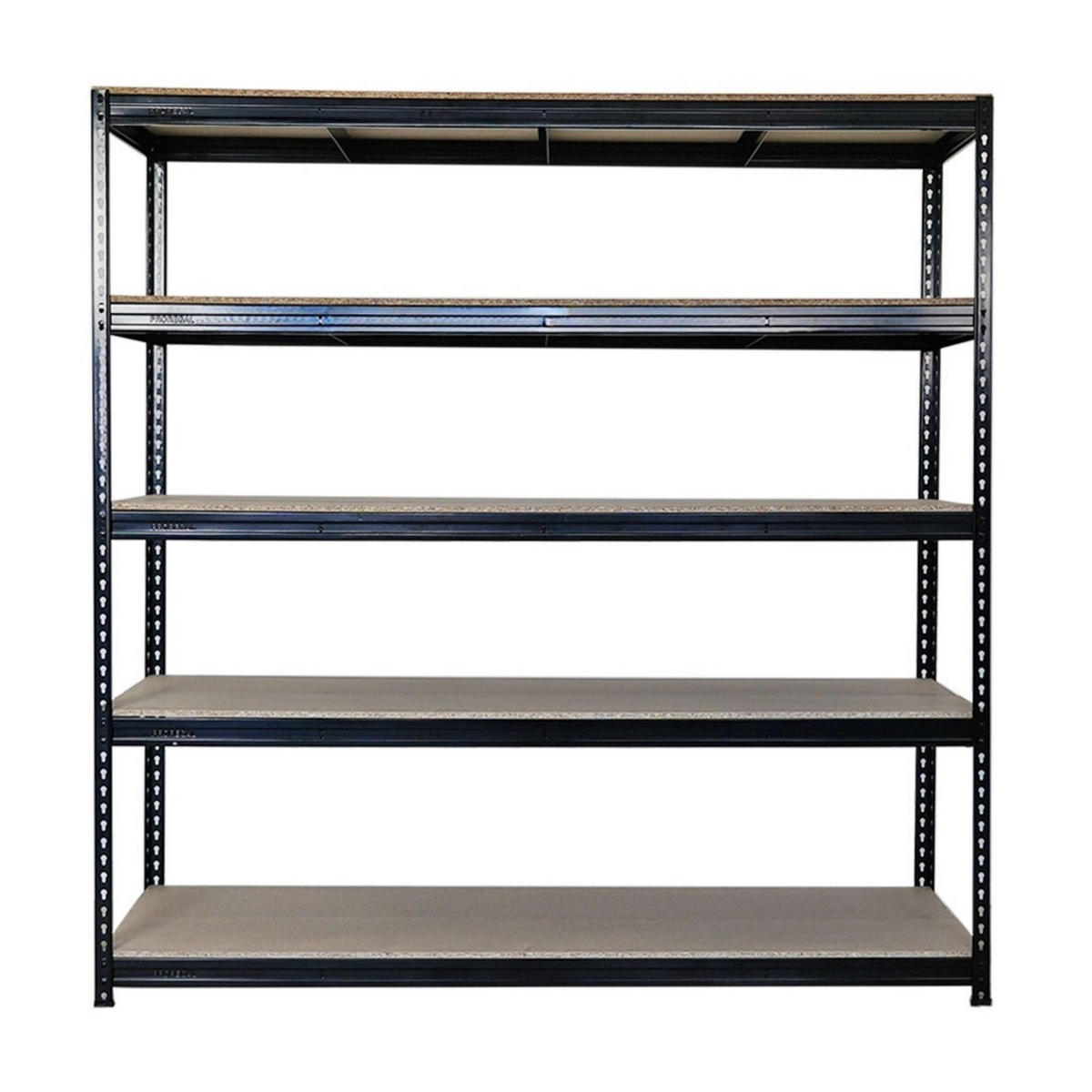 SCHWERLASTREGAL Bison 200x180x60 cm 5 Spanplatten-Ebenen 16mm Fachlast 600 kg Schwarz - Schwarz, Metall (180/200/60cm) - PROREGAL