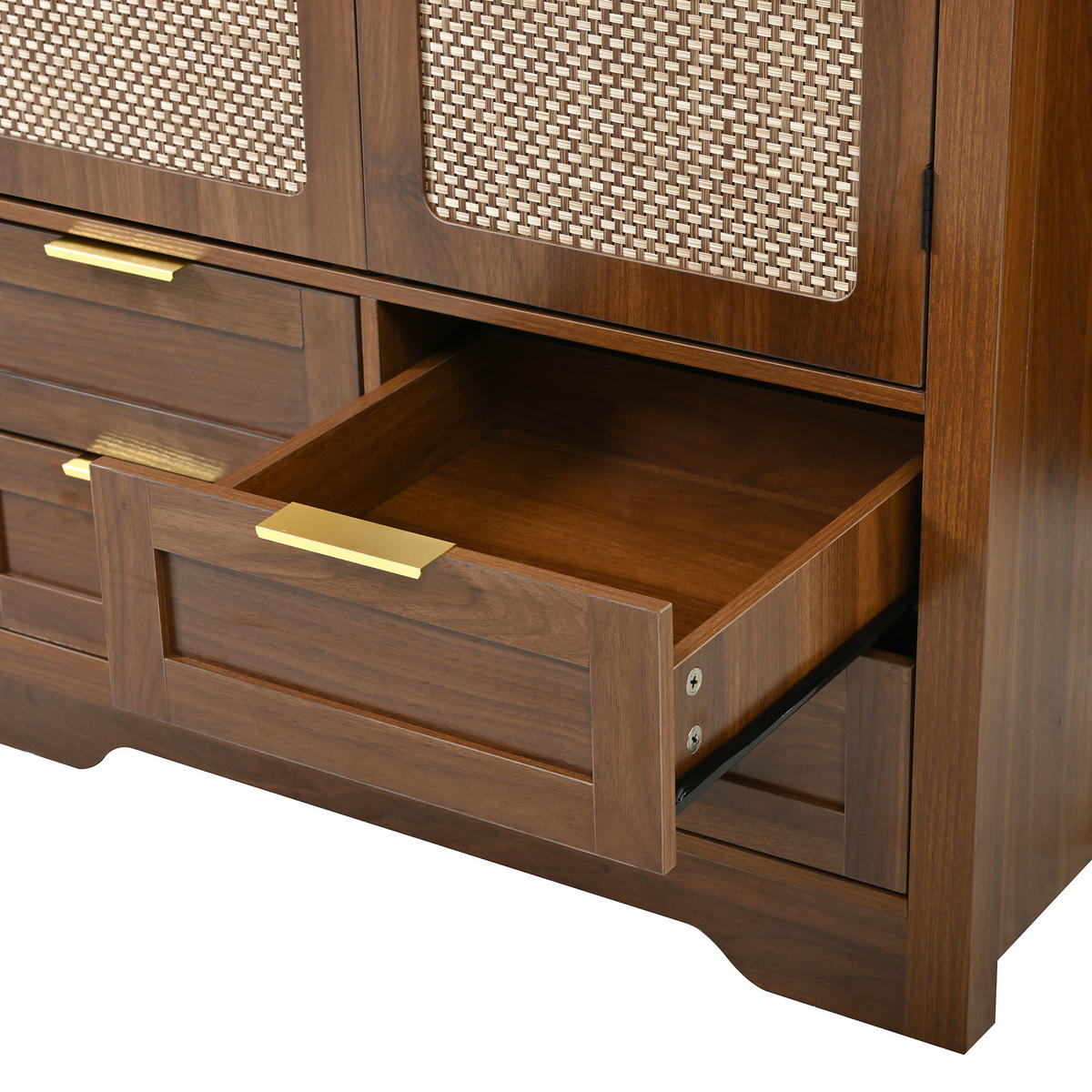 KLEIDERSCHRANK in Walnussfarben mit Kleiderstange und Schubladen für Flur und Schlafzimmer, B80/T50/H179 cm - Nussbaumfarben, Holzwerkstoff/Metall (80/139/50cm) - STILVORA