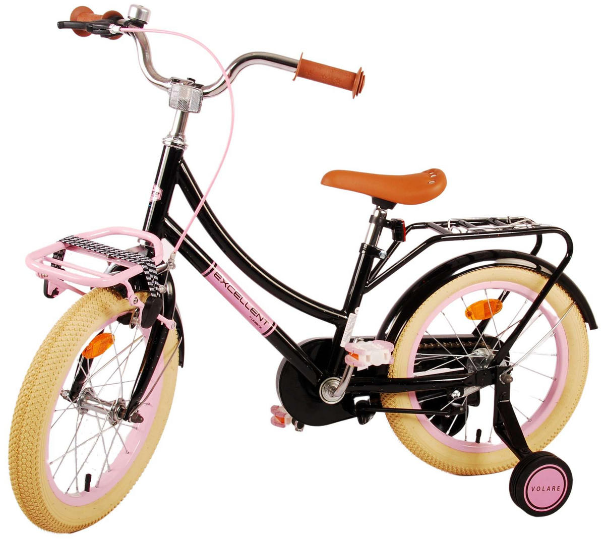 KINDERFAHRRAD Excellent - Mädchen - 16 Zoll - Rücktritt + Handbremse - Schwarz - Schwarz, Metall (65cm) - TPFSports