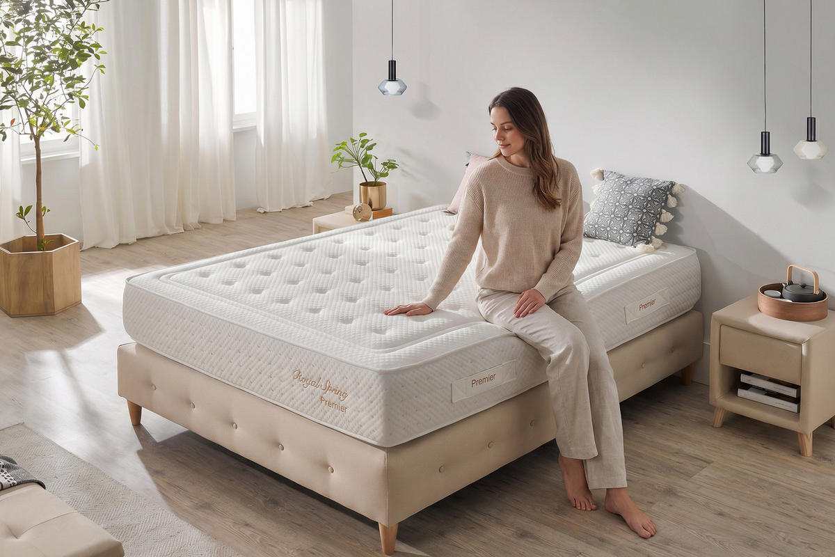 MATRATZE Royal Spring Premier - 180X200, 30cm - Härtegrad H3/H4 - Weiß, Textil (180/200cm) - Moonia