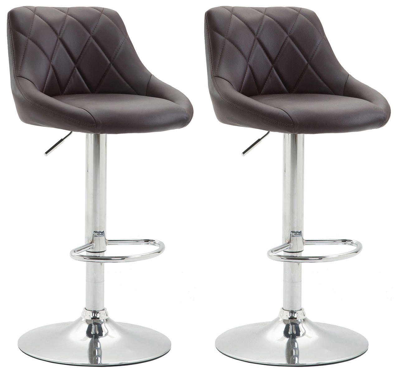 BARHOCKER 2er Set Lederlook braun - Chromfarben/Braun, Textil/Metall (46/83/49cm) - CLP