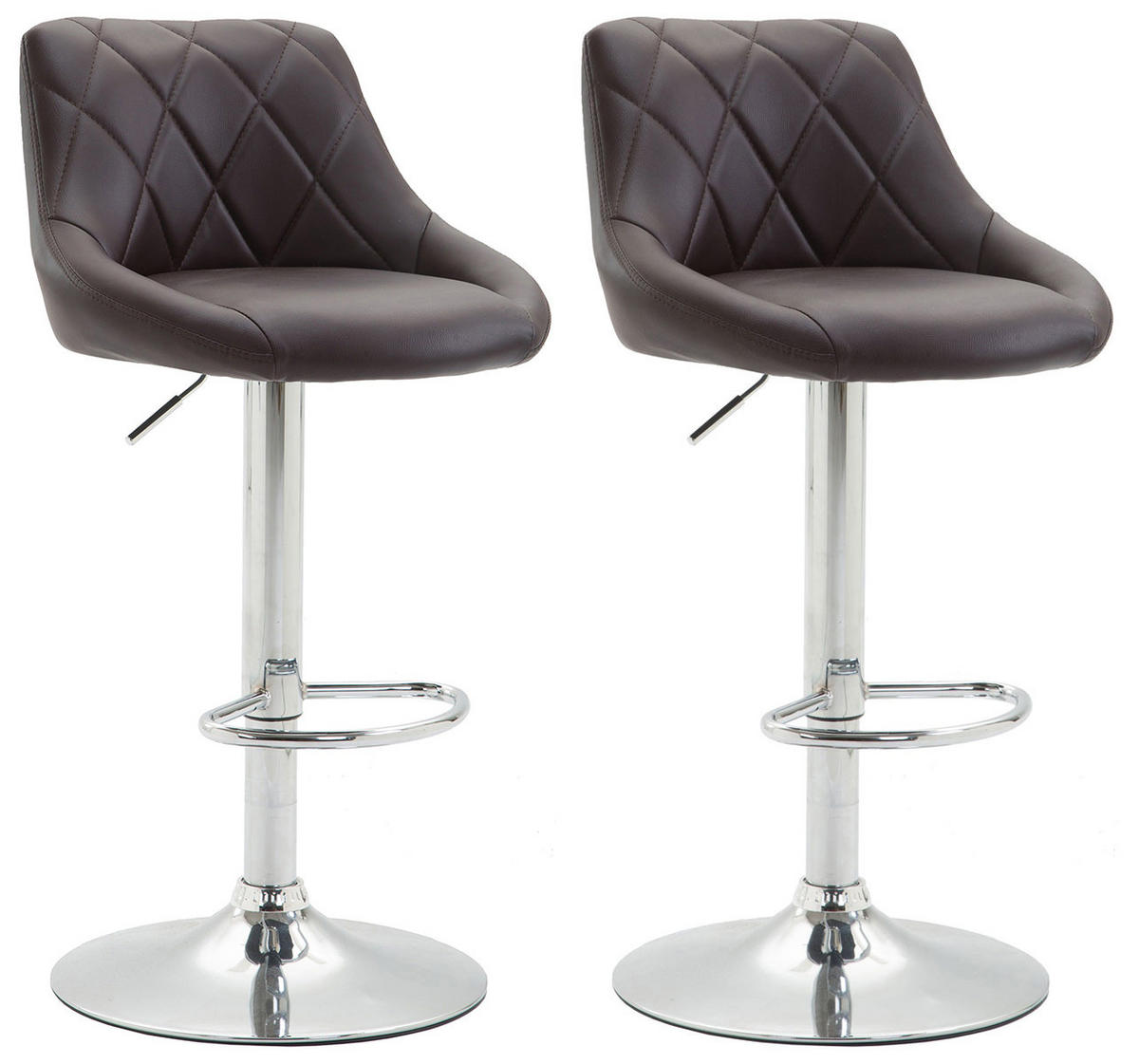 BARHOCKER 2er Set Lederlook braun - Chromfarben/Braun, Textil/Metall (46/83/49cm) - CLP
