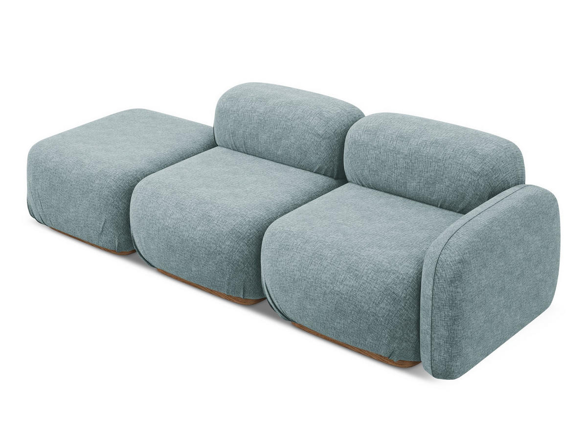 3-SITZER SOFA Links Chenille Stoff Blau - Blau/Blaugrau, Holz/Textil (258/73/95cm) - Makamii