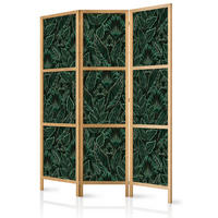 PARAVENT Japanischer 3-tlg 135x172 cm Gr ne Bl tter - Grün, Holz/Textil (135/172/3cm) - Muralo