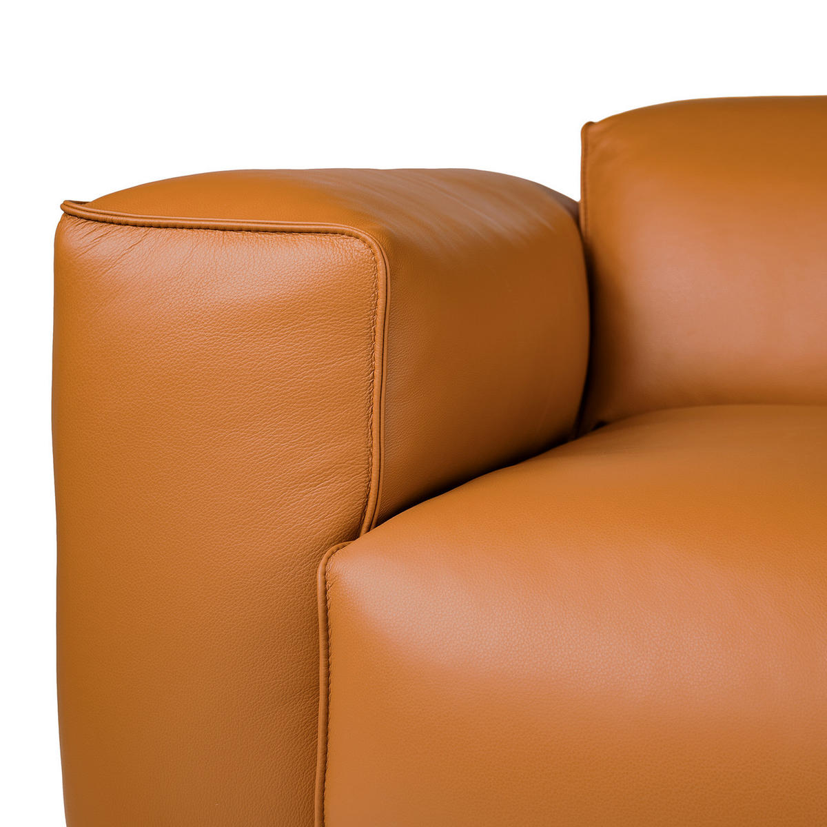3-SITZER SOFA - Cognac/Schwarz, Leder/Kunststoff (251/71/102cm) - home24