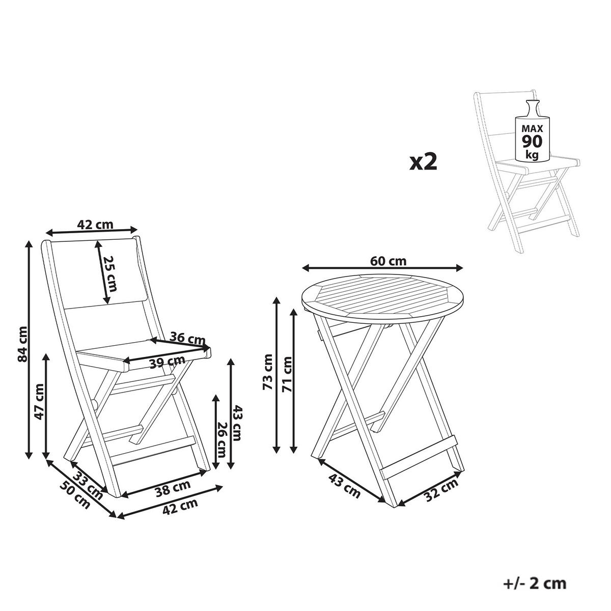BISTRO-SET 2-Sitzer Grün Prossedi - Hellbraun/Grün, Holz - Beliani