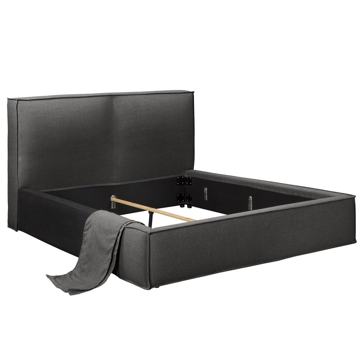 WECHSELBEZUG für Polsterbett - Anthrazit, Textil (200/200cm) - home24