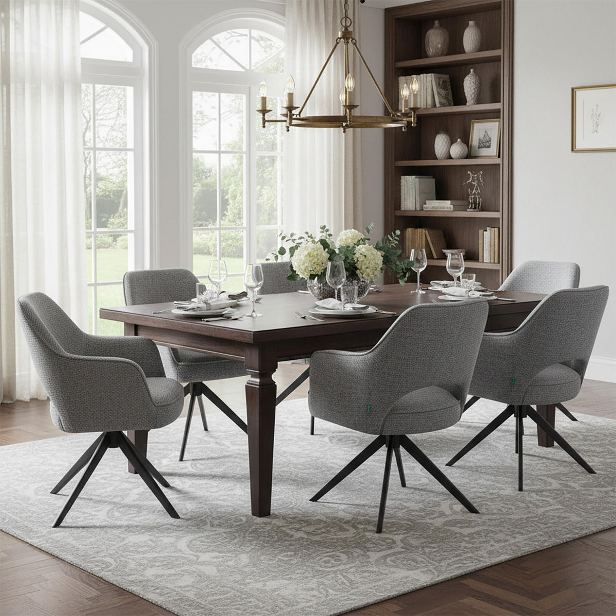 DREHSTUHL Mika-Nils 2er-Set - Dunkelgrau/Schwarz, Textil/Metall (60/87/65cm) - DUBI Möbel