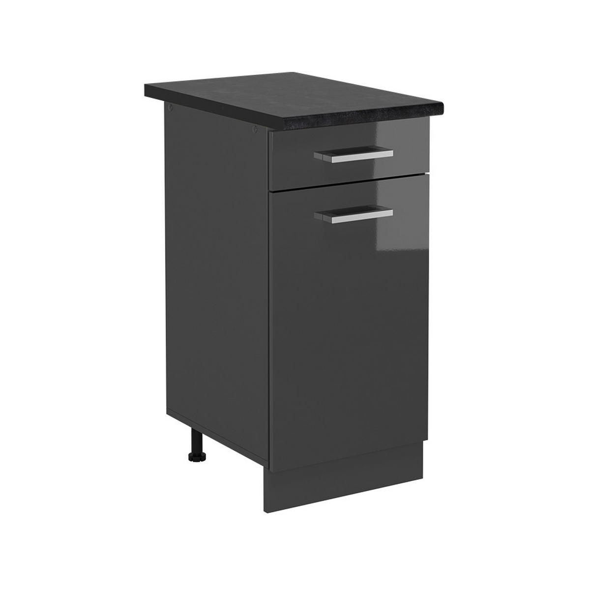 SPODNÍ SKŘÍŇKA KUCHYŇSKÉ LINKY R-Line Antracitový vysoký lesk - antracitová/vysoce lesklá černá, kompozitní dřevo (40/81.6/60cm) - Vicco