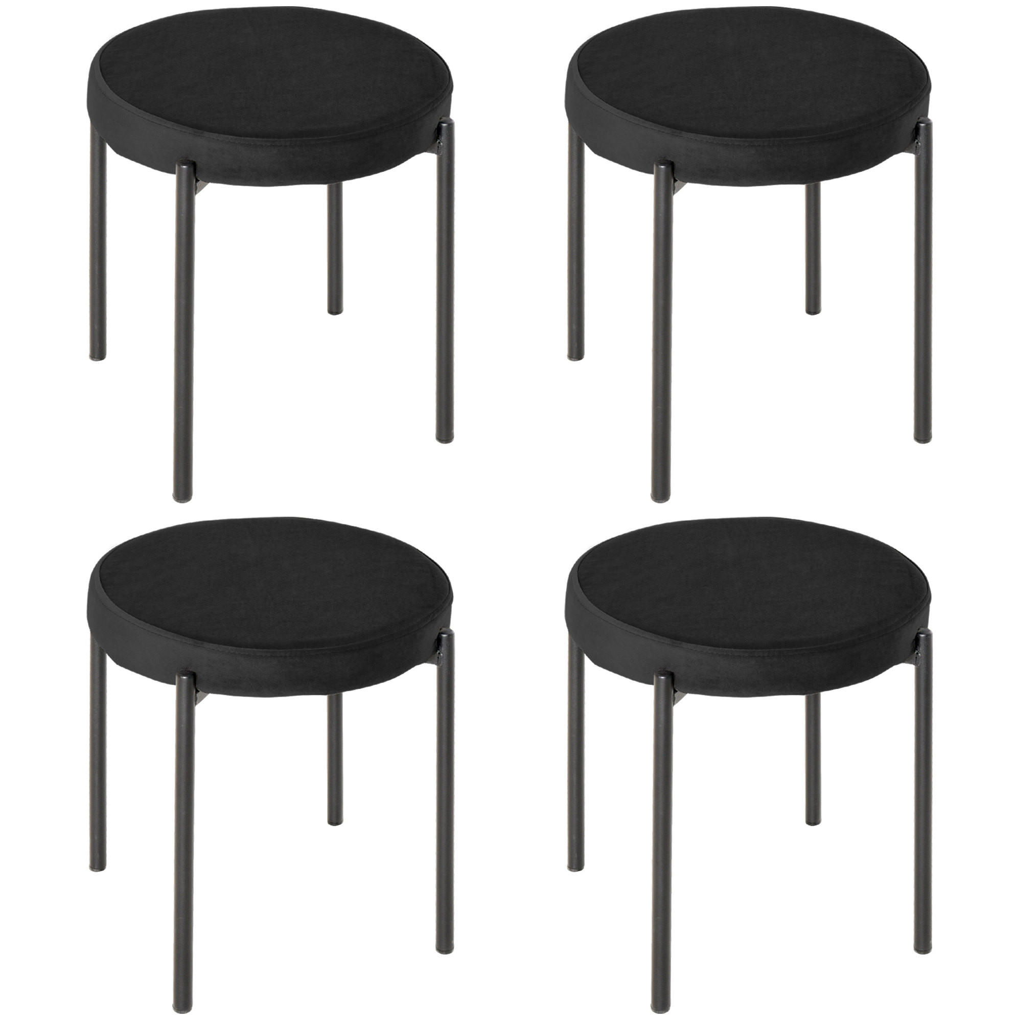 ESSZIMMERHOCKER 4er-Set 41,5/41,5/46 cm Schwarz aus Metall stapelbar - Schwarz, Metall (41.5/46/41.5cm) - OKMYHOME