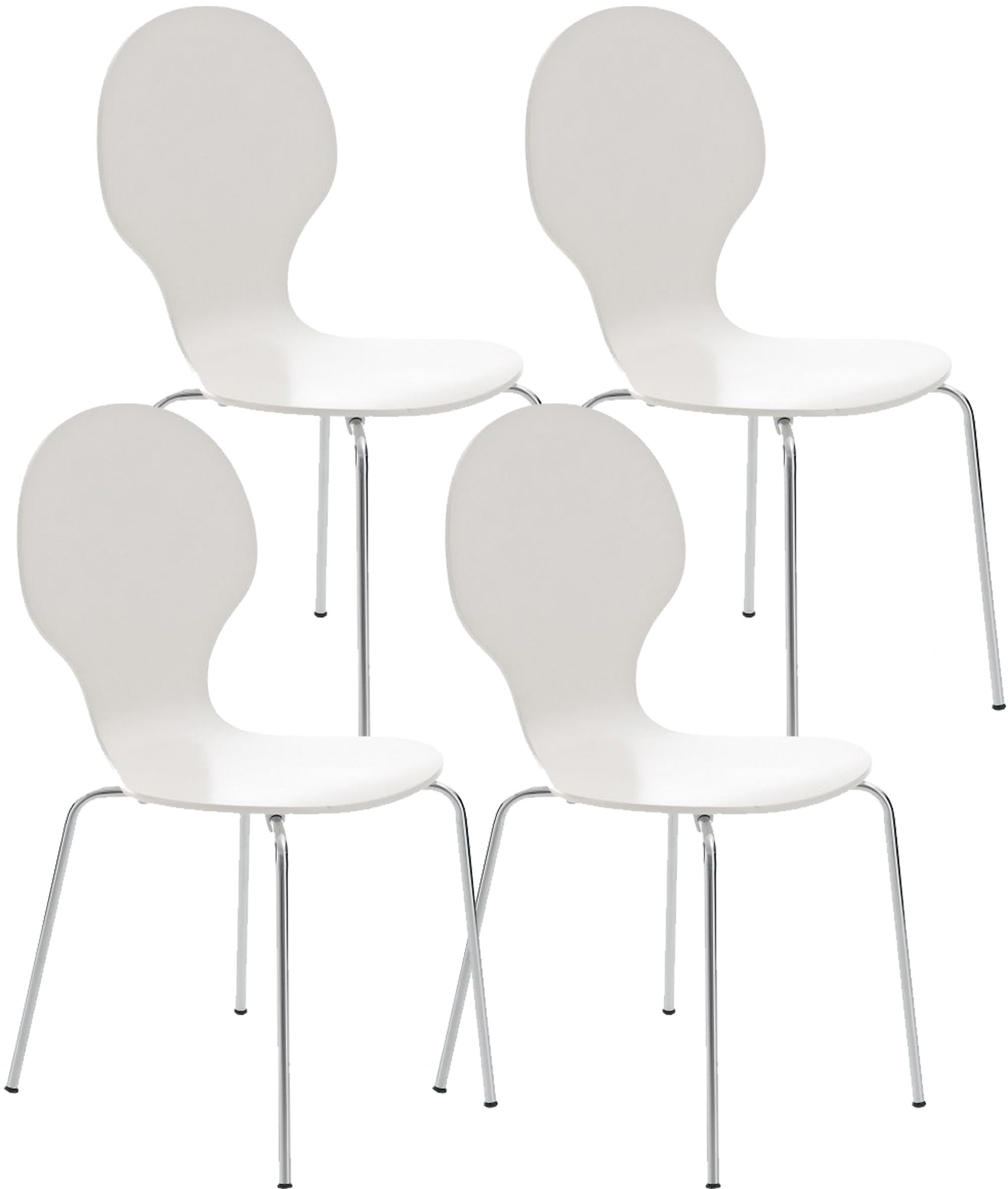 BESUCHERSTUHL 4er Set Holz weiß - Weiß, Holz/Metall (43/86/45cm) - CLP