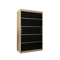 SCHWEBETÜRENSCHRANK 200/120/62 2-türig - Silberfarben/Schwarz, Holz/Kunststoff (120/200/62cm) - MÖBEL KRYSPOL