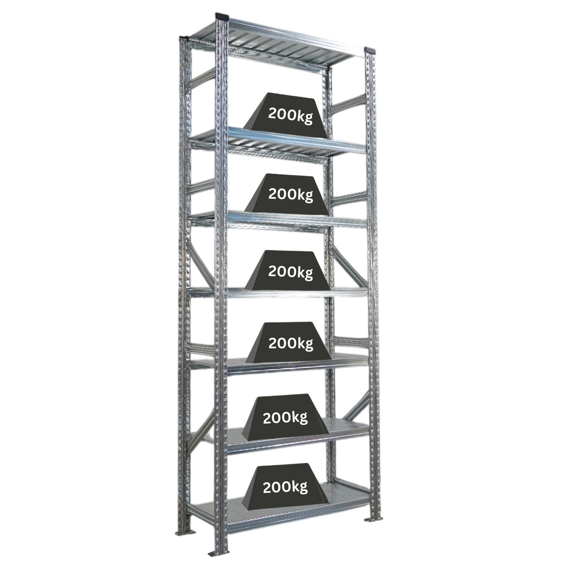 Proregal Fachbodenregal Silber 90x250x50 cm