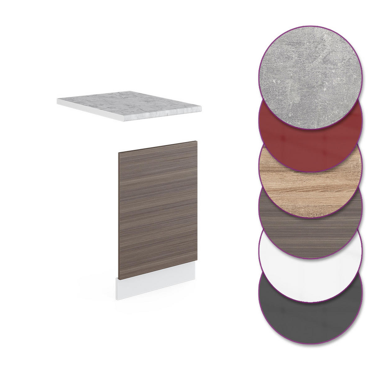 FRONTBLENDE R-Line Grau 45 cm, AP Marmor - Weiß/Braun, Holzwerkstoff (45/57.2/1.6cm) - Vicco