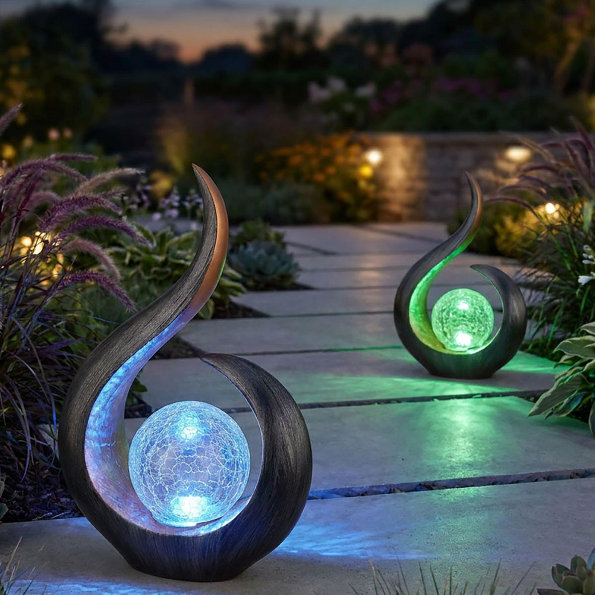 2X LED AUSSENLEUCHTE Solarlampe Schwarz matt 2er Set - Schwarz, Glas (22.5/10/33.5cm) - Globo Lighting