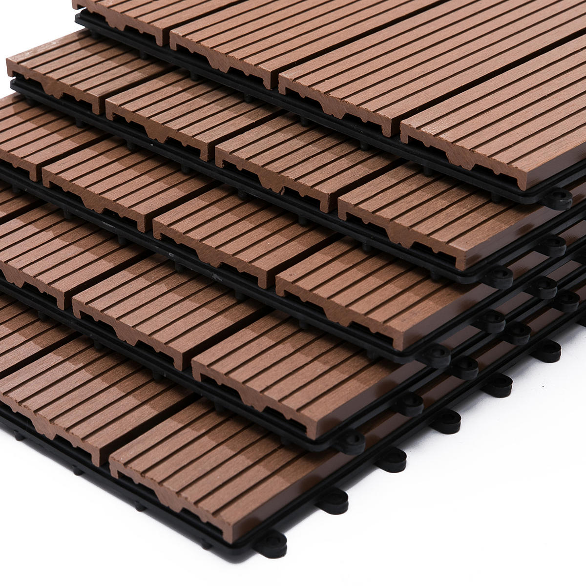 TERRASSENPLATTEN 11er-Set DE-13785 klickbar aus HDPE Hellbraun - Braun, Kunststoff (30/30/2.2cm) - ComfortXL