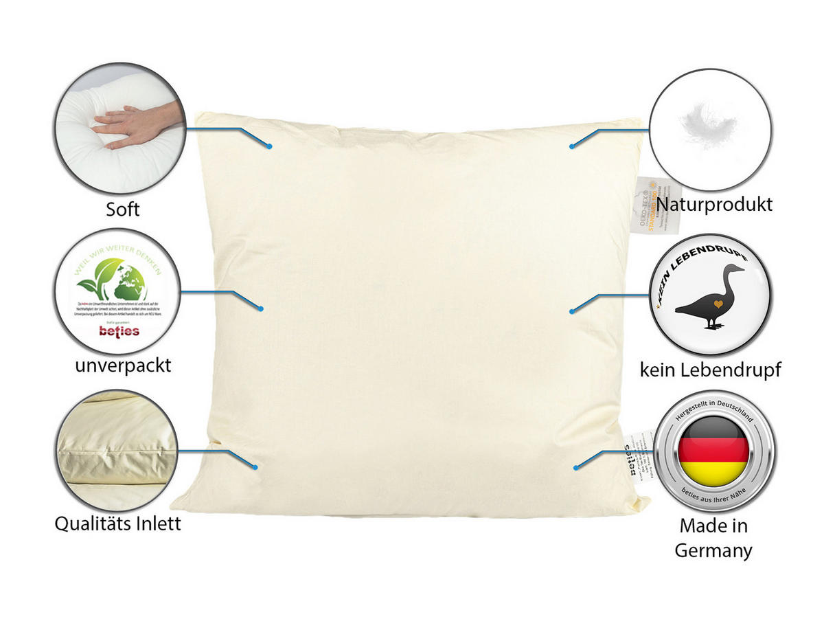 DAUNENKISSEN PublikSoft 60/60 cm - Beige/Creme, Naturmaterialien/Textil (60/60cm) - beties Heimtextil