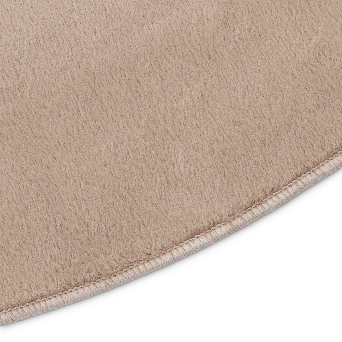 KURZFLORTEPPICH LUMI rund hellbraun kuschelweich waschbar 100/100 cm - Hellbraun, Textil (100/100cm) - Tapiso