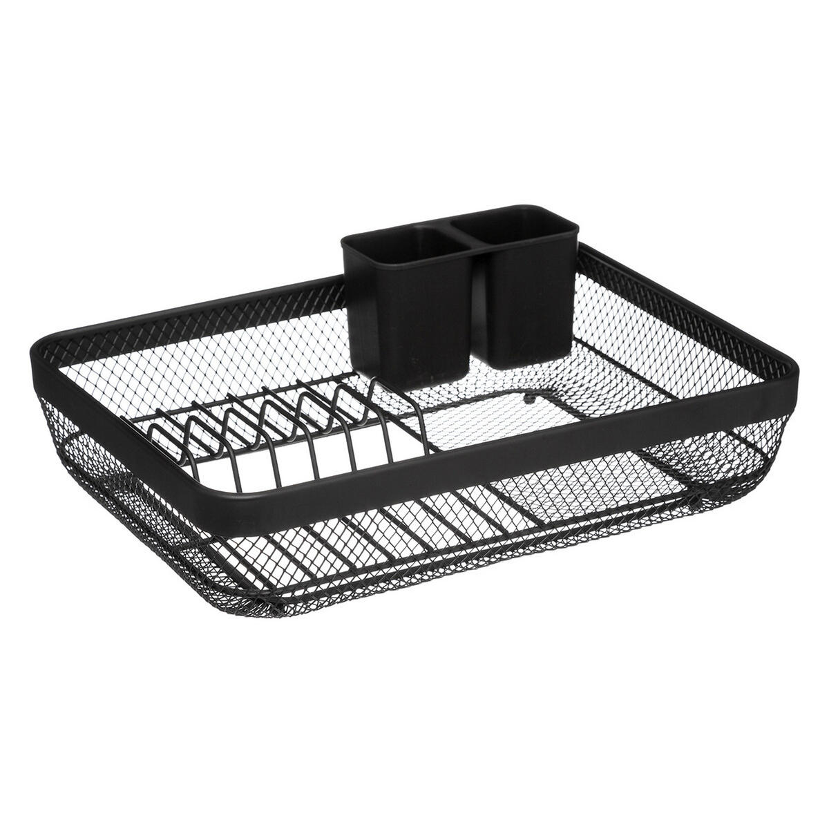 GESCHIRRTROCKENSTÄNDER mit Abtropfmatte Mayaj, Metall, Kunststoff, Schwarz, 43 x 32 cm - Schwarz, Kunststoff (32.5/14/43.5cm) - 5five Simply Smart
