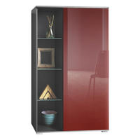 VITRINE Davos Bordeaux Hochglanz - Bordeaux, Holzwerkstoff (71.5/134/35cm) - Vladon