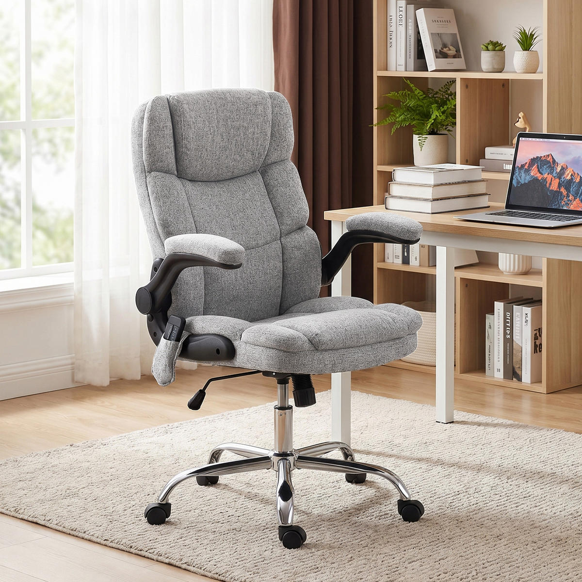 BÜROSTUHL Grau, Massagefunktion, Heizfunktion, 70/65/119 cm - Grau, Metall (71/112/66cm) - PANGIVO