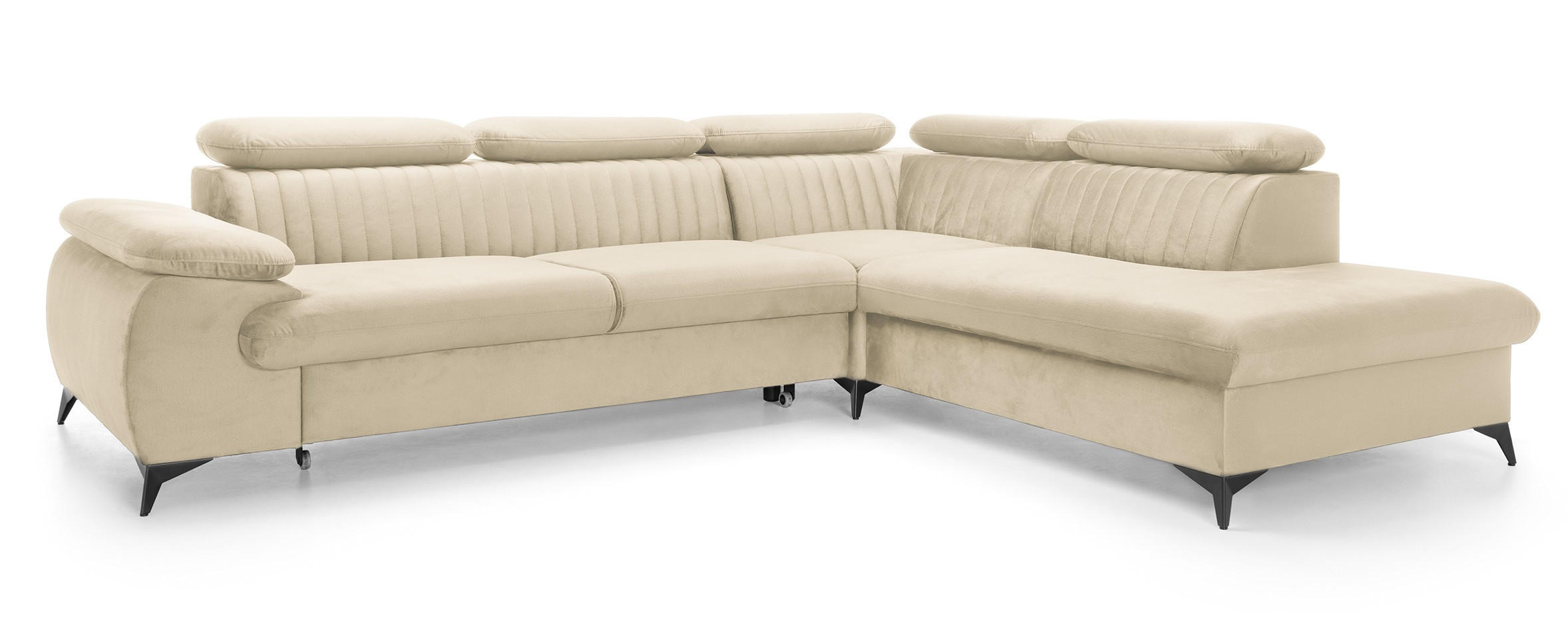 ECKSOFA 275 cm mit verstellbaren Kopfstützen Xanto L, Rechts, Creme - Creme, Holz (221/275cm) - Emporius