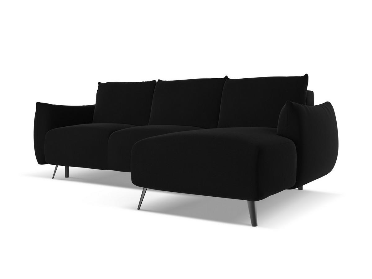 ECKSOFA mit Schlaffunktion Samt Stoff Schwarz - Schwarz, Textil/Metall (242/162cm) - Makamii