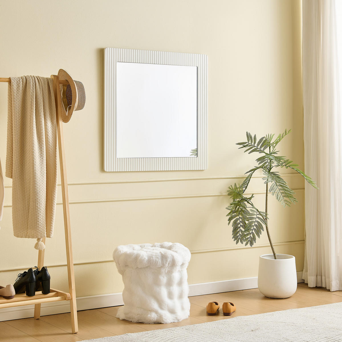 SPIEGEL 80x80 Weiß Holzoptik Wandspiegel modern Flur - Weiß, Holzwerkstoff (80/1.5/80cm) - FLIEKS