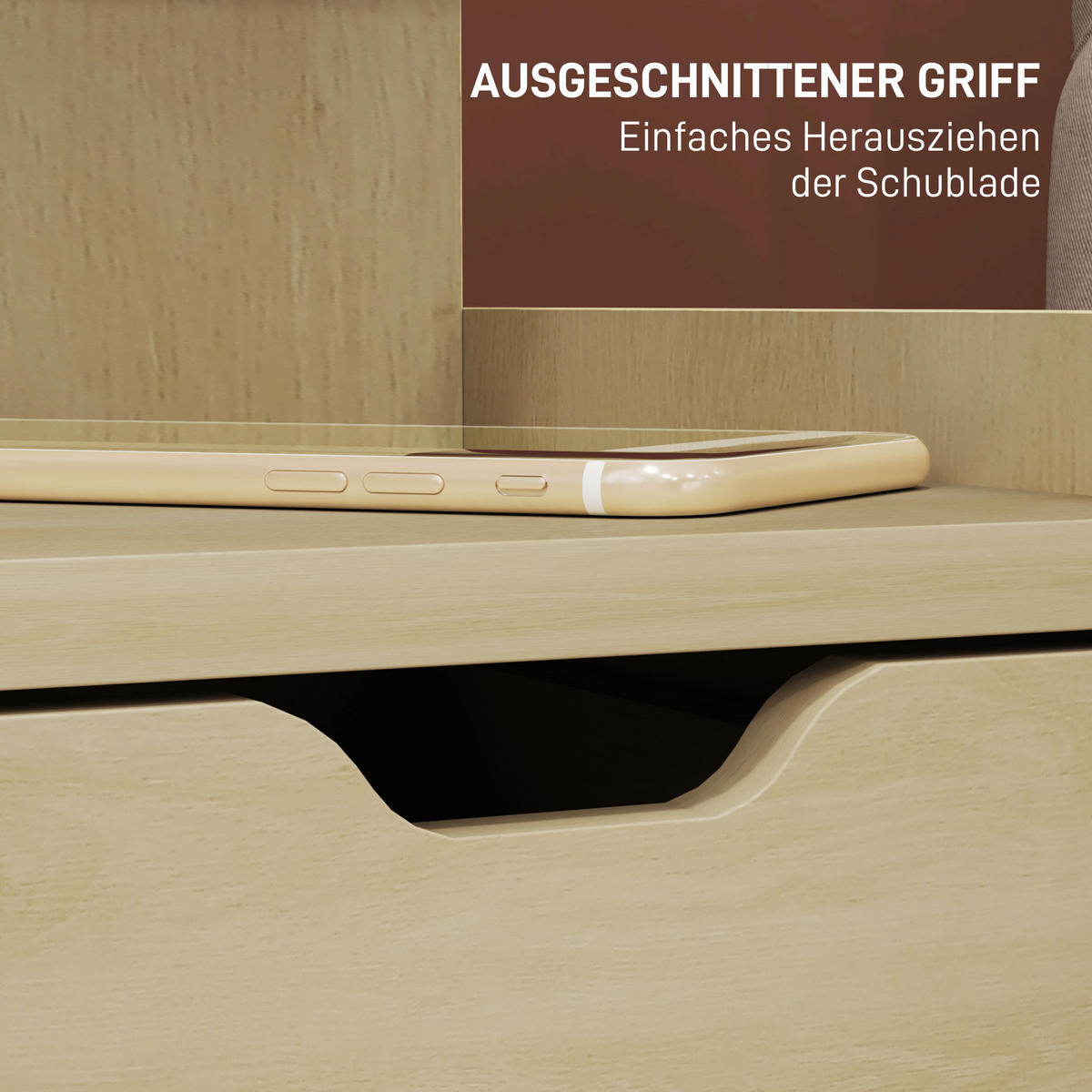 NACHTTISCH mit 2 Schubladen, 40 x 30 x 60 cm, Naturholz - Naturfarben, Holzwerkstoff (40/60/30cm) - HOMCOM