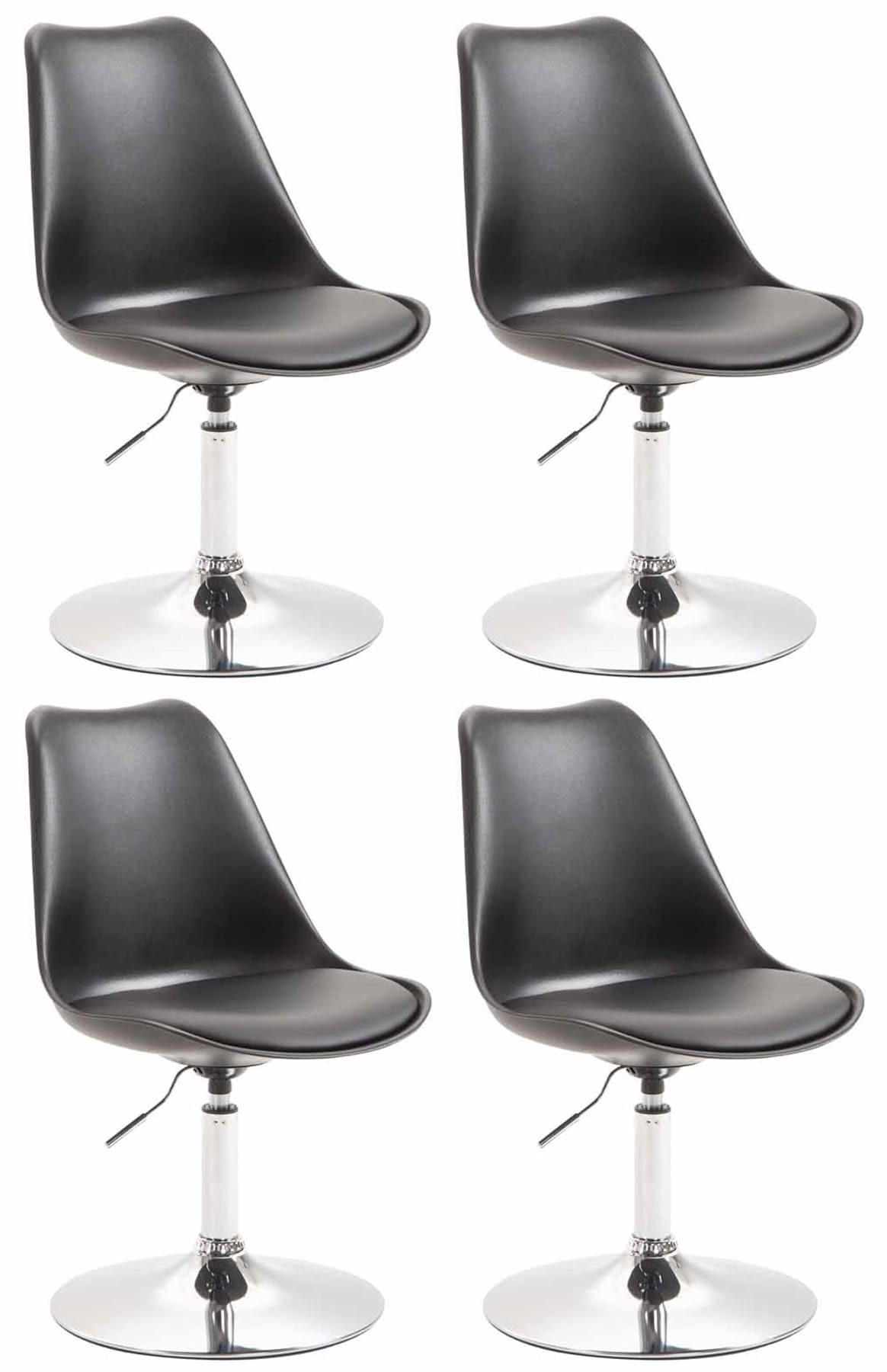 DREHSTUHL 4er Set Kunststoff schwarz - Chromfarben/Schwarz, Kunststoff/Metall (48/76/57cm) - CLP