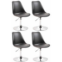 DREHSTUHL 4er Set Kunststoff schwarz - Chromfarben/Schwarz, Kunststoff/Metall (48/76/57cm) - CLP