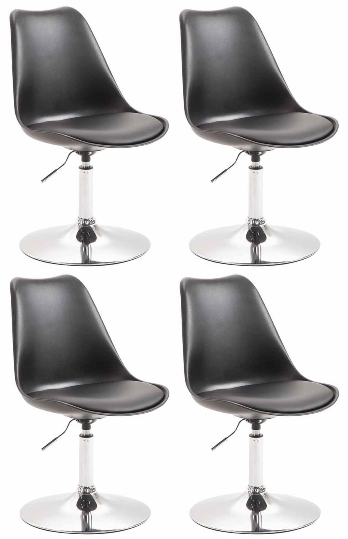 DREHSTUHL 4er Set Kunststoff schwarz - Chromfarben/Schwarz, Kunststoff/Metall (48/76/57cm) - CLP