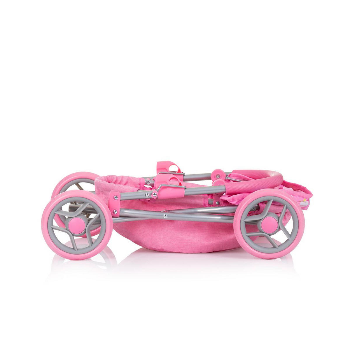 PUPPENWAGEN Daisy rosa Sonnendach, vier große Räder, klappbar, 100% Polyester, ab 3 Jahren - Rosa, Metall (35/56/56cm) - Chipolino
