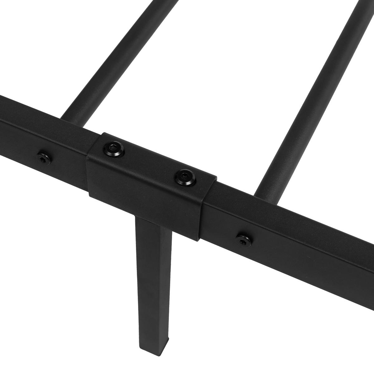 METALLBETT 90/200 cm in Schwarz mit LED, Halterung und Aufbewahrungskorb - Schwarz, Metall (90/200cm) - WISHDOR