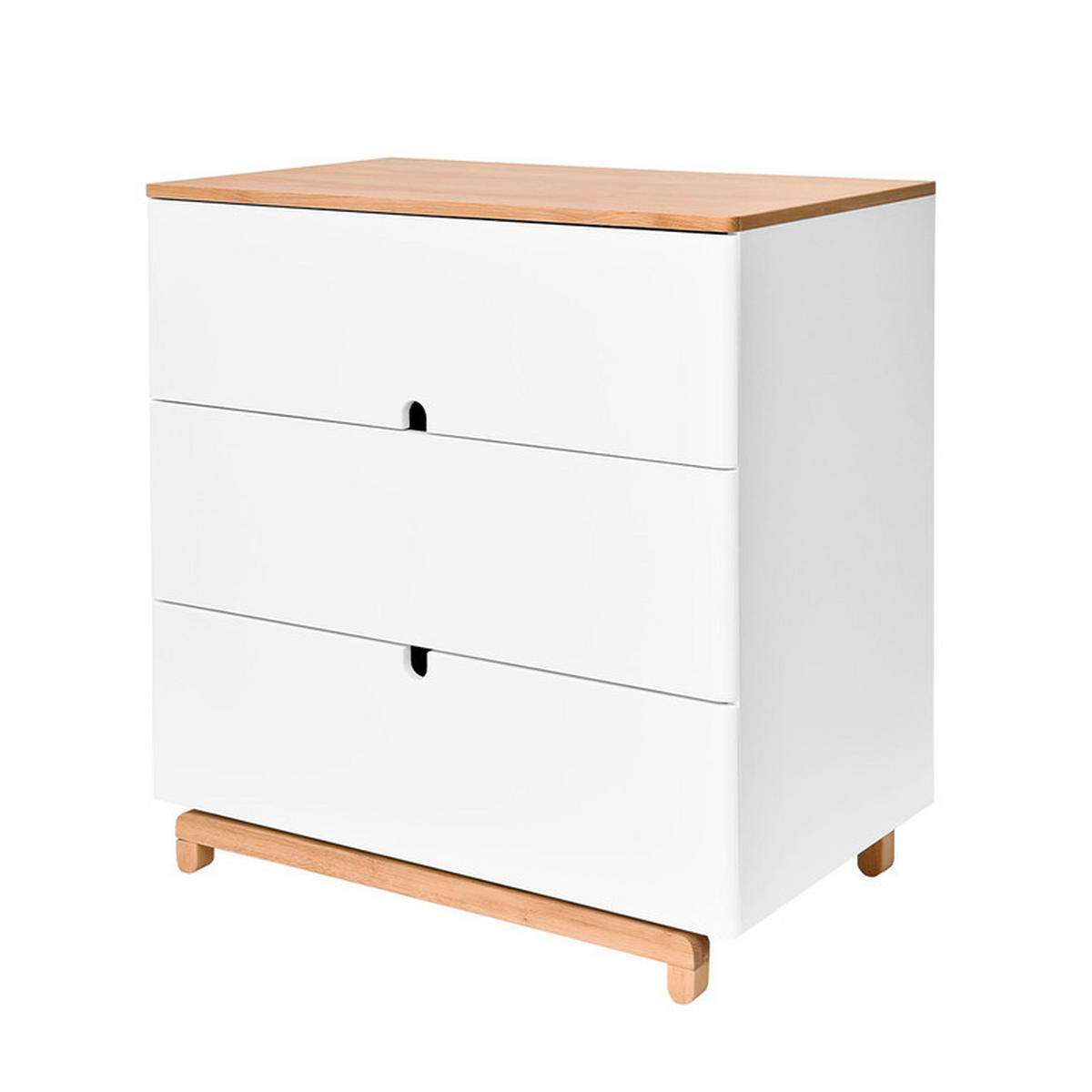 DĚTSKÁ KOMODA Bílá a dřevo - bílá, kompozitní dřevo (90/90/50cm) - Petits-meubles