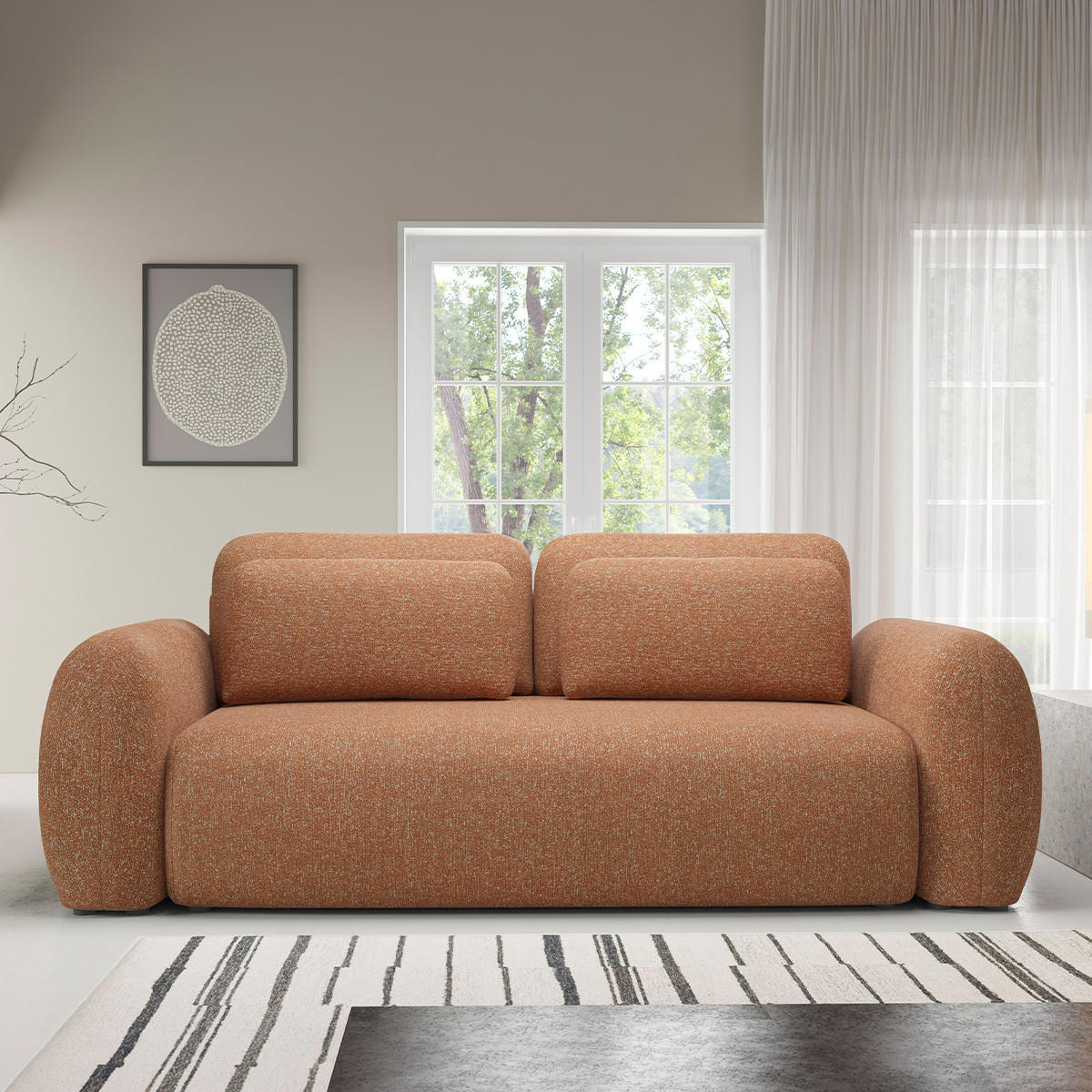 SOFA Carmela 3 Sitzplätze Orange - Orange, Holz (266/95/121cm) - Petits-meubles