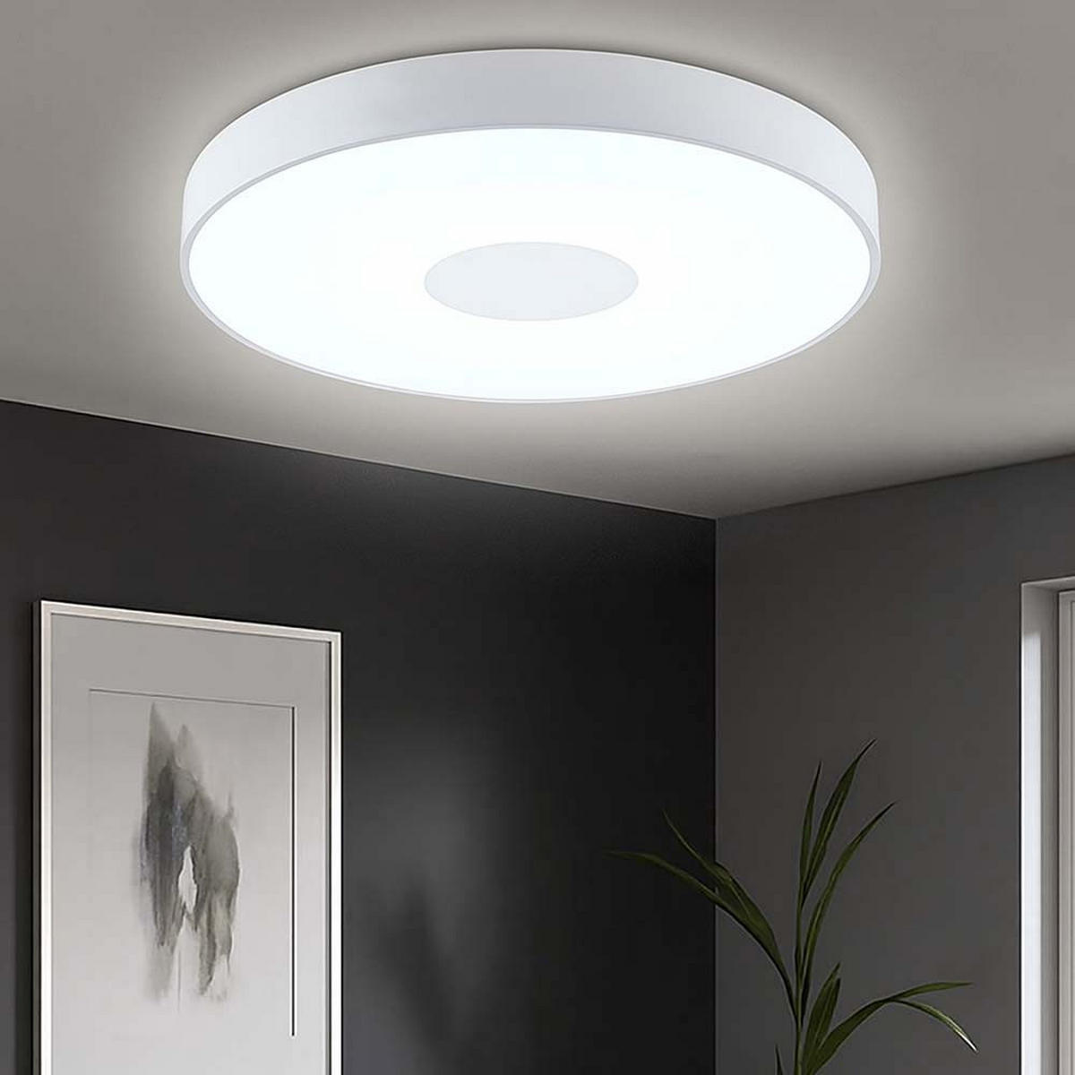 LED DECKENLEUCHTE Weiß Dimmbar Fernbedienung - Weiß, Metall (49.5/49.5/8.5cm)