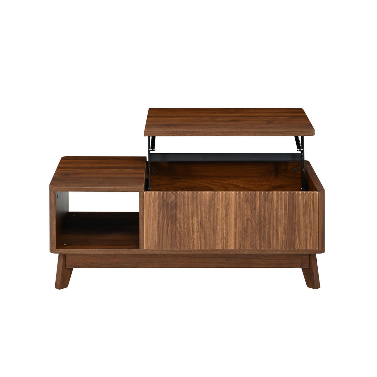 COUCHTISCH 95/48/50 cm mit höhenverstellbarer Tischplatte und Stauraum, Wellenoptik, Nussbaum - Walnussfarben, Holzwerkstoff (95/48/50cm) - Redom