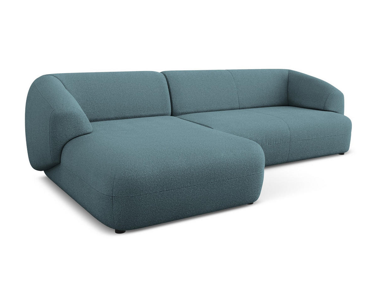 ECKSOFA Links Bouclé Stoff Blau - Blau/Blaugrau, Kunststoff/Textil (156/280cm) - Makamii