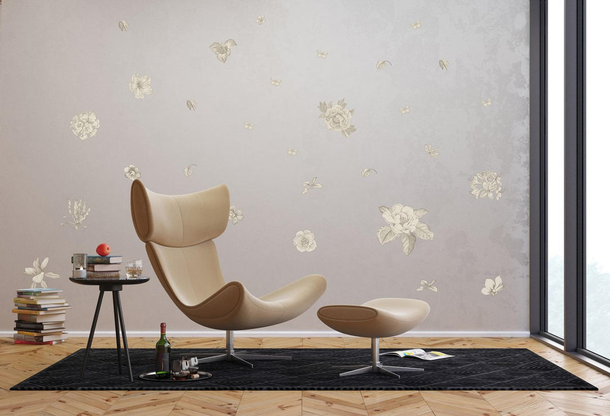 WANDTATTOO Blumen 85 x 65 cm - Grau, Papier (85/65/65cm) - Sanders & Sanders