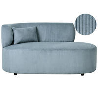 CHAISELONGUE-LINKSSEITIGE Cord Blau Vanvey - Blau/Schwarz, Textil (147/73/78cm) - Beliani