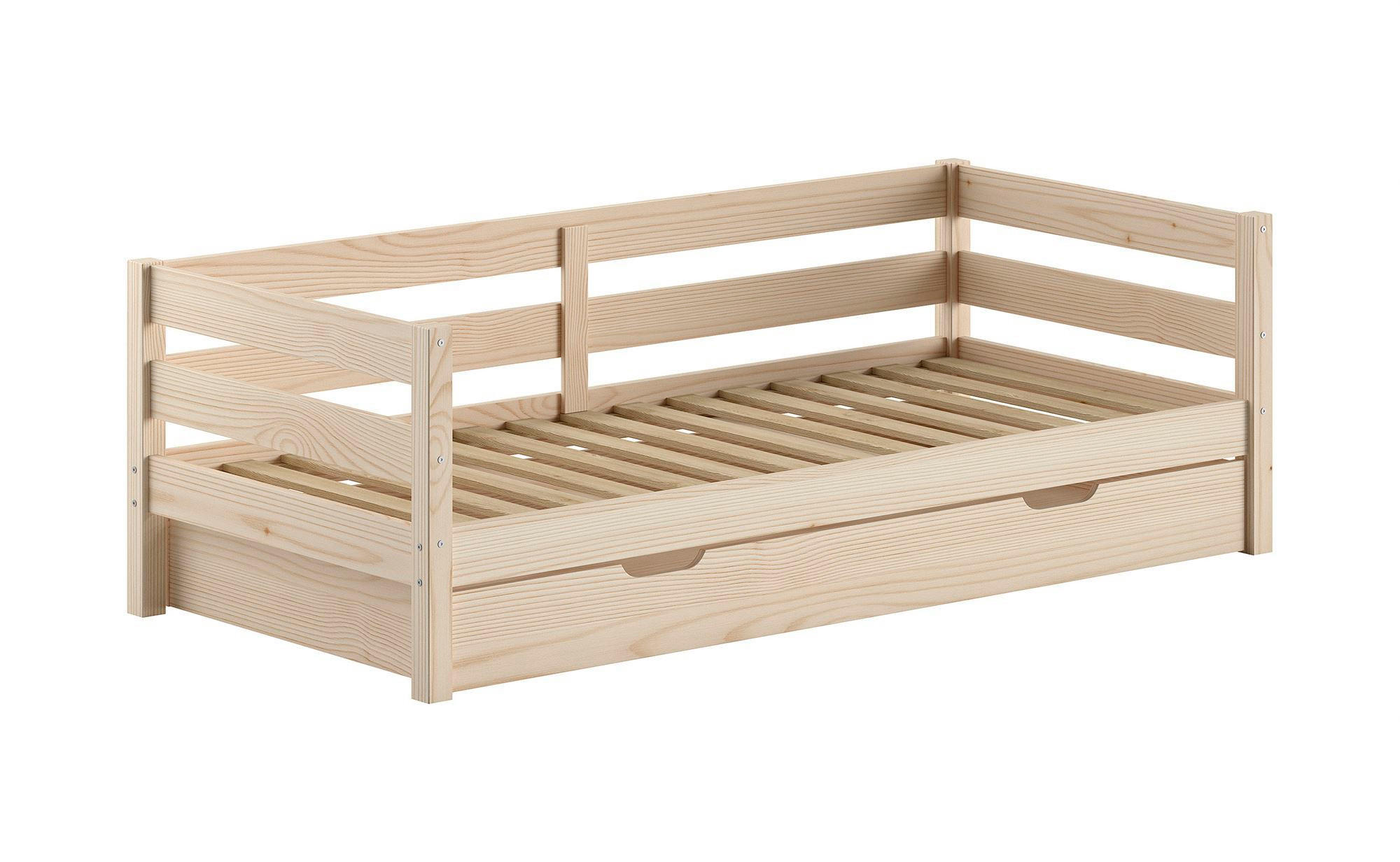 KOJENBETT Kelda 90x200 mit Umrandung Kiefer Massivholz Milky Pine - Weiß, Holz (90/200cm) - 58aufmkessel